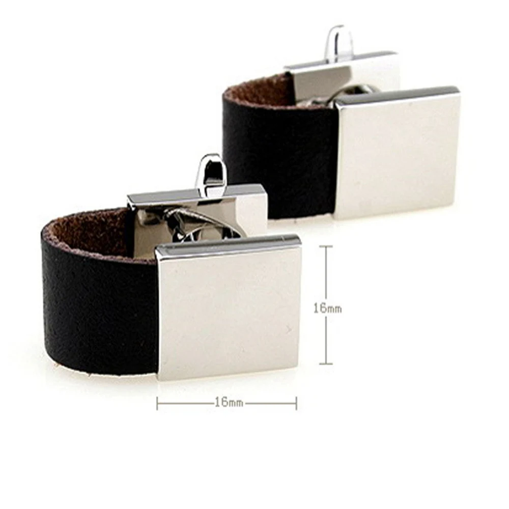 C013 High End Leather Chain Cufflinks for Mens French Shirt Cuff bottons Black links Fashion Brand Men Jewelry Gift | Украшения и