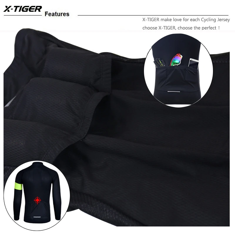 X-Tiger Pro Winter Thermal Fleece Cycling Jersey Keep Warm Mountain Bike Cycling Clothing MTB Bicycle Clothes Ropa Ciclismo