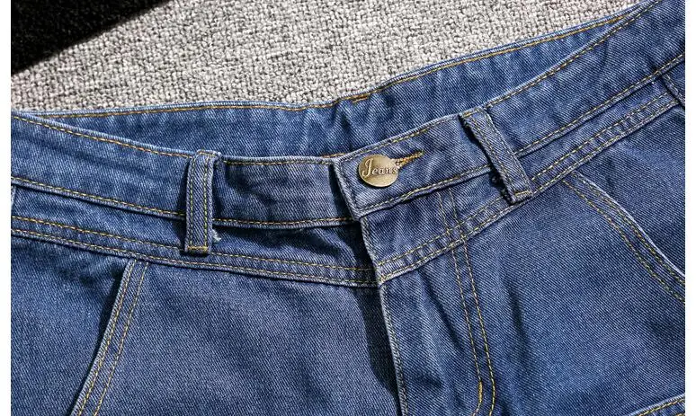 #4712 мульти-карманы джинсы-шаровары Мужская мода синий denim Jogger джинсы Большие