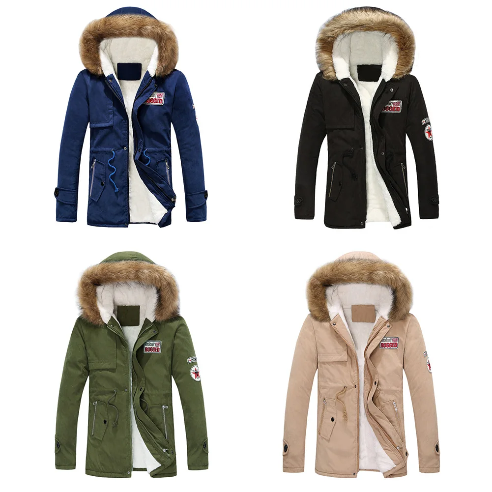 Man Parka Coats Winter Jacket Men Slim Thicken Fur Hooded Outwear Warm Coat Brand Clothing Casual Mens Veste Homme Top 1010 | Мужская