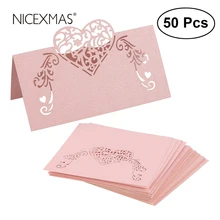 NICEXMAS, 50 шт., лазерная резка, в форме сердца, карты для места, свадебные именные карточки, для свадебной вечеринки, украшение стола, Свадебный декор
