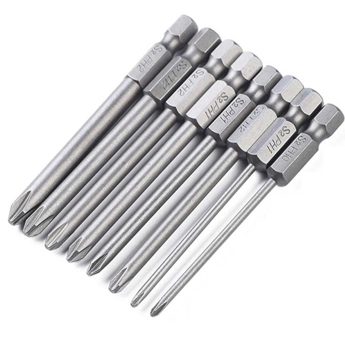 

Alloy Steel 8pcs 75mm Long Magnetic Head Cross Phillips Hex Screwdriver Bits Set