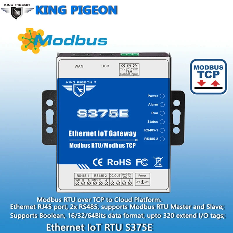 Шлюз Ethernet IoT Modbus RTU к TCP 2 RS485 последовательный can intergrad в SCADA OPC сервер для