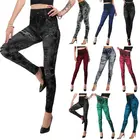 2020 Женские Имитация проблемных лосины из джинсовой ткани с высокой талией тонкие эластичные брюки-карандаш