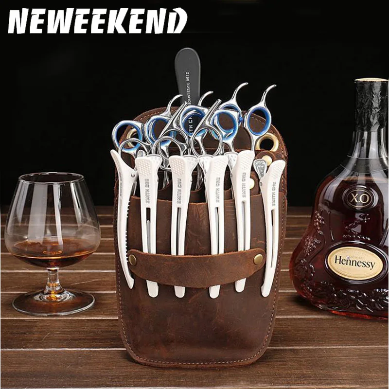 Salon Barber Toolkit Genuine Leather Hairdressing Scissors Bag Scissors Pockets Hairstylist Holster Pouch Holder Tool JDB professional hairdresser bags 2pcs or 4pcs scissors storage bags hair scissors case package holster pouch holder tool lzn0001