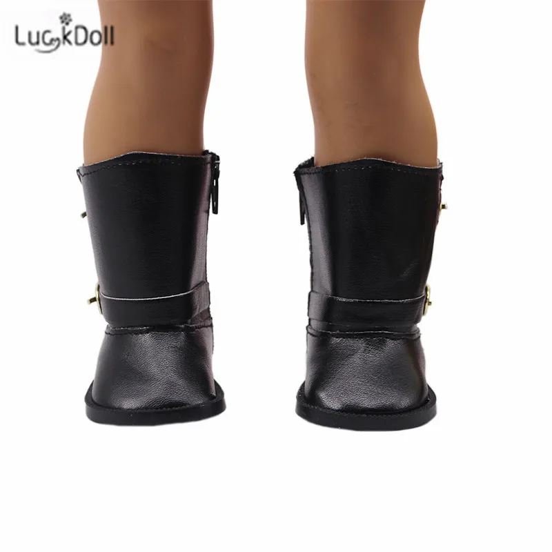 LUCKDOLL1 пара однотонные сапоги подходят 18 дюймов Американский 43 см Кукла одежда аксессуары, игрушки для девочек, поколение, подарок на день рождения