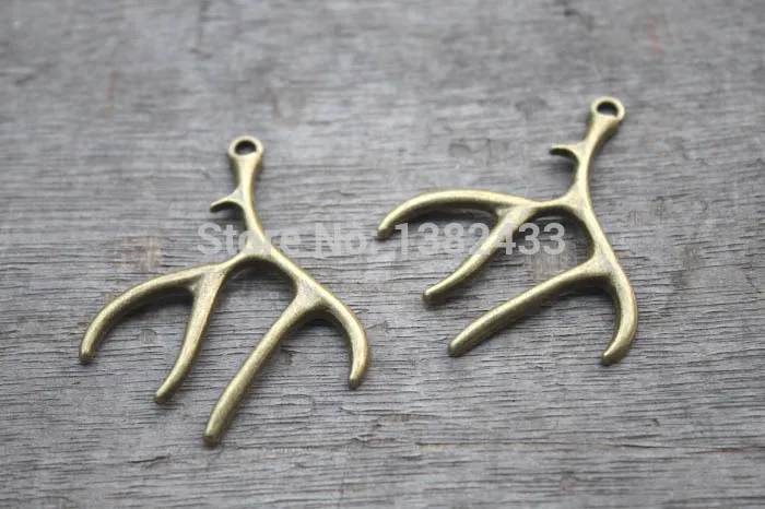 6 шт. Подвески с рогами оленя -- бронзовые рога 40x52мм | Украшения и аксессуары