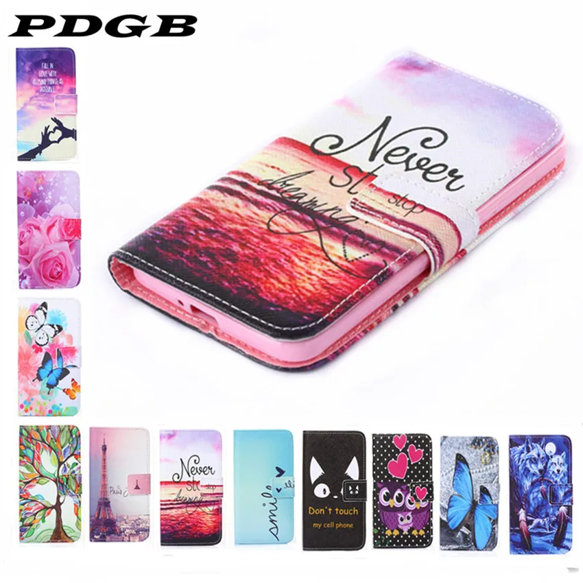 Кожаный чехол кошелек PDGB с рисунком для Apple iPhone 5 5s SE i5 i6 6 Plus 6s цветной Чехол книжка