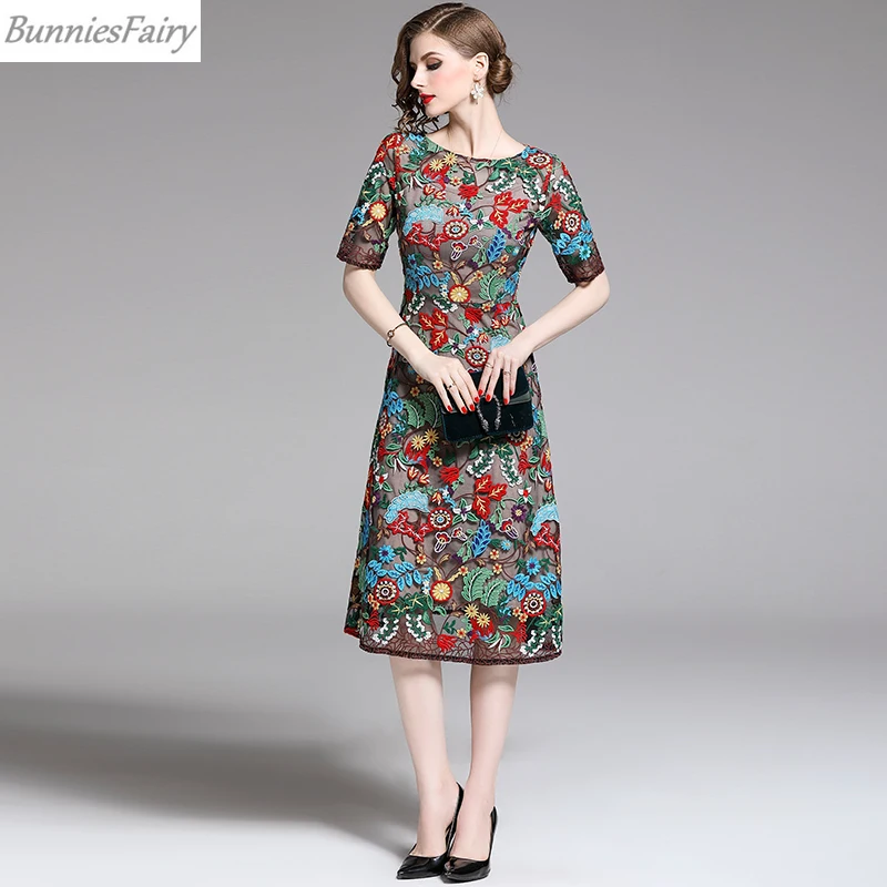 BunniesFairy 2019 летнее Новое тяжелое промышленное винтажное платье миди с цветочной