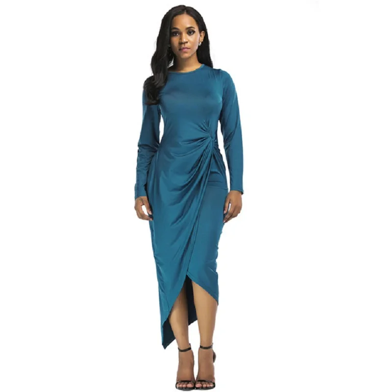 Женское вечернее платье с баской Клубное облегающее длинным рукавом размера