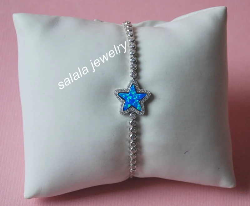 20 шт./лот роскошный 925 Silver Star опал браслет звезда с AAA CZ кубический цирконий |