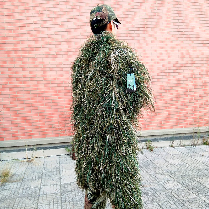 Ghillie костюм шляпа ручной работы Вязание джунгли камуфляжная сетка 80X90 см для