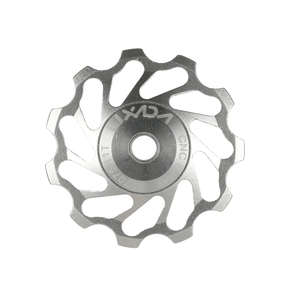 Silver 11T Lixada MTB дорожный велосипед керамический шкив 7075 Алюминиевый сплав задний переключатель 11 Т направляющий велосипедный керамический подшипник Jockey колеса - Цвет: Silver 11T