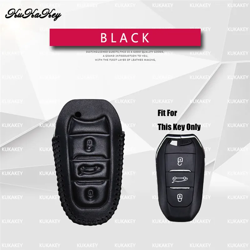 Black 3 For Peugeot Автомобильный ключ чехол КРЫШКА ДЛЯ peugeot 301 308 408 508 2008 3085 3008 307 аксессуары из натуральной кожи брелок для промо-акций - Название цвета: Black 3 For Peugeot