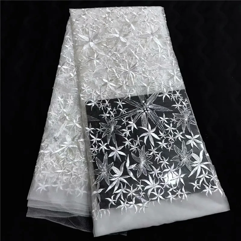 Новинка 2019 белые французские нигерийские кружевные ткани высокое качество тюль