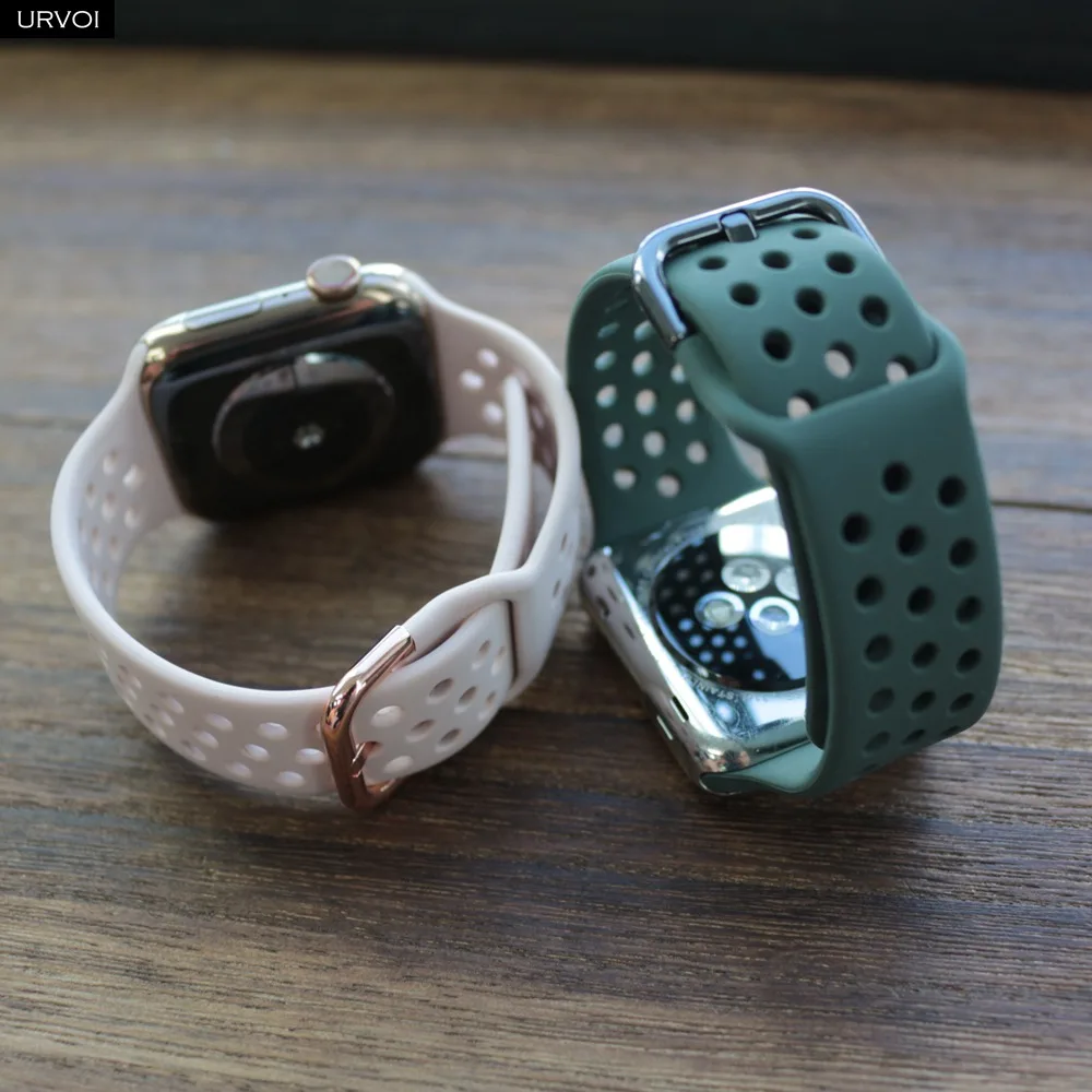 Ремешок URVOI для apple watch 7 6 SE 5 4 3 2 спортивный браслет iwatch 41 45 мм резиновый с