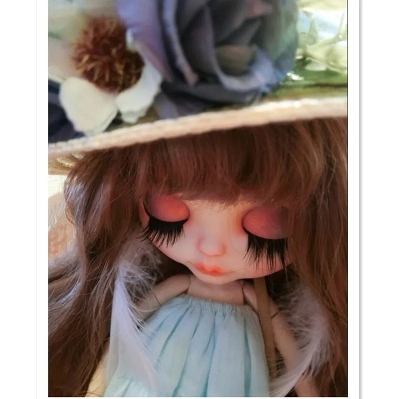 Круглая кукольная шляпа-котелок, шапки для куклы Blythe, модная соломенная шляпа ручной работы с цветами для Blyth 1/6 BJD аксессуары для кукол игрушки в подарок