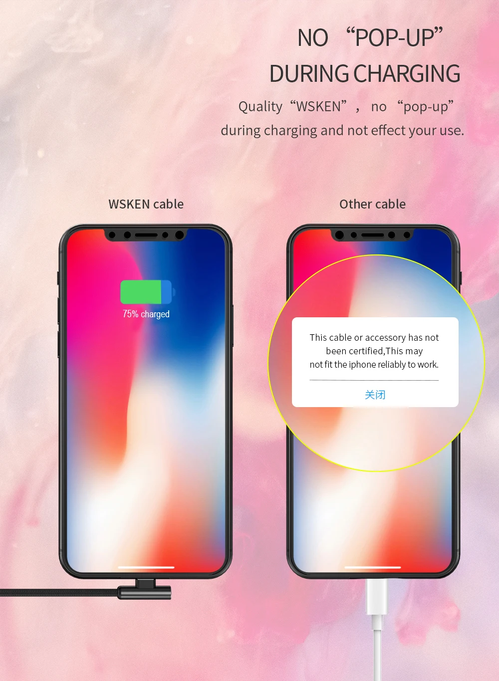 Для iPhone кабель WSKEN M1 USB кабель для iPhone зарядное устройство 2A провод для быстрого заряда кабель для передачи данных для iPhone Xs Max Xr 8 7 6 6s 5 адаптер