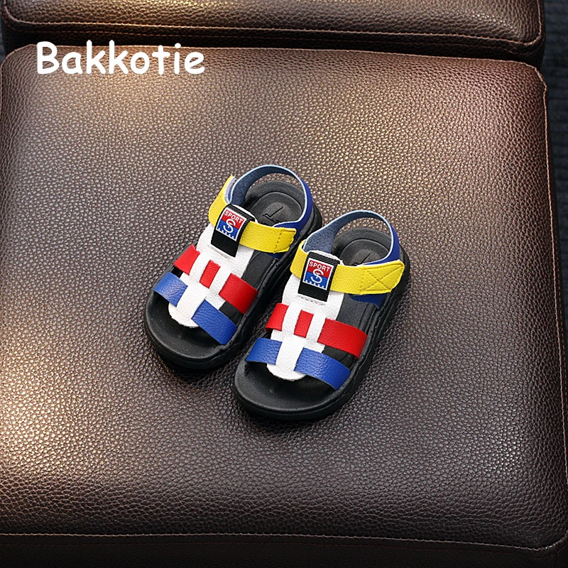 Bakkotie 2018 Новая мода лето для маленьких мальчиков синие пляжные сандалии Детская