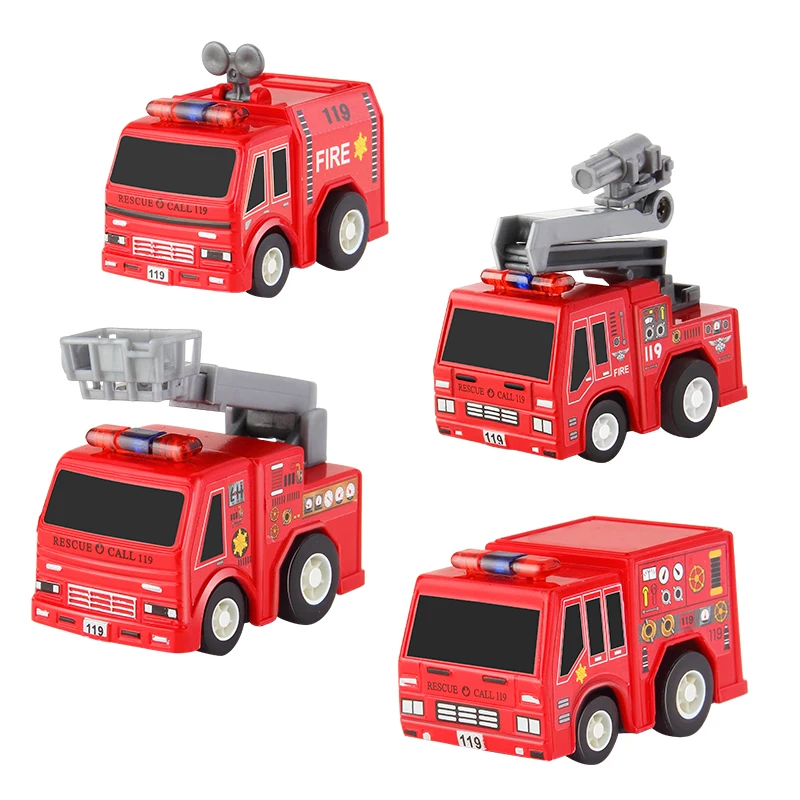 4 шт./компл. мини сплава автомобиль игрушки Потяните Diecast Brinquedo пожарная машина
