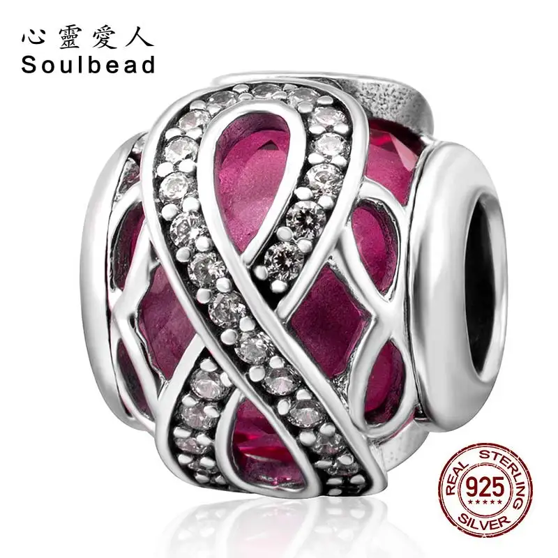 Бусины Soulbead сверкающие Бесконечная любовь круглые очаровательные Синие стразы