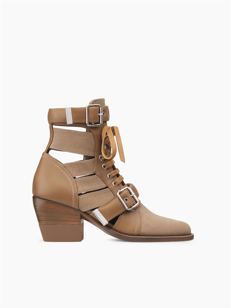 MStacchi Brand Design Snake Skin Genuine Leather Boots Woman Pointed Toe High Heels Ankle Boots Buckle Lace Up Women Boots