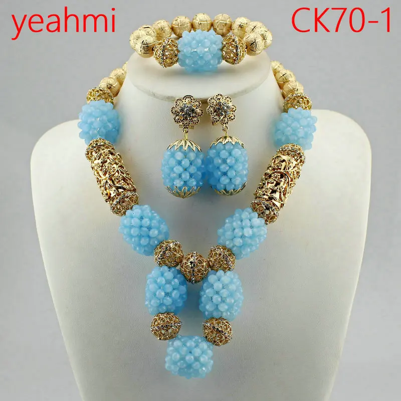 Зеленые хрустальные бусины наборы свадебных ювелирных изделий Африканский