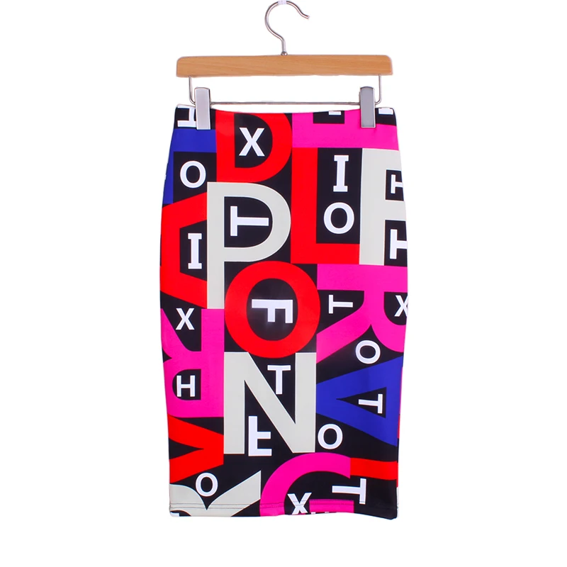 Модные женские юбки карандаш с буквенным принтом средней длины новинка 2016 года