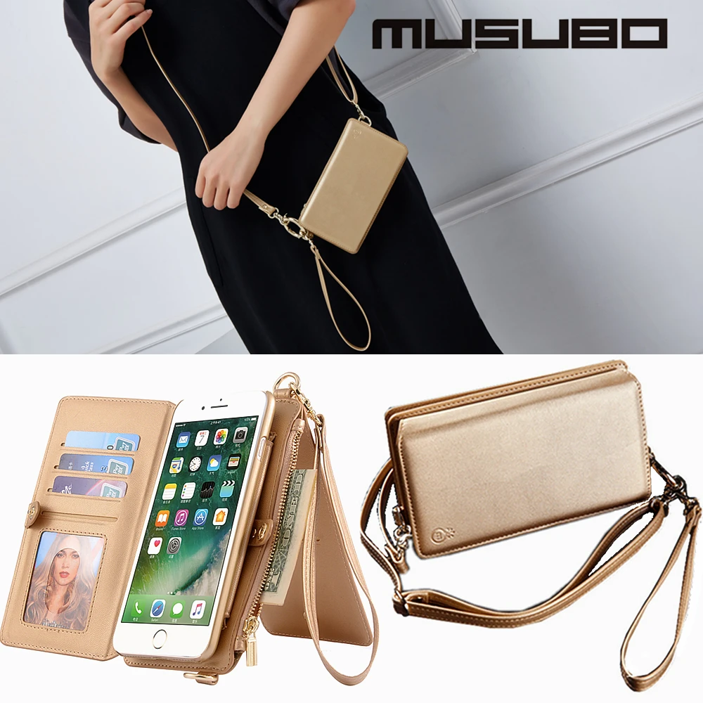 Musubo Crossbody Case For iPhone 11 Pro Max Luxury Leather Wallet 12 Xs X XR 7 8 Plus 6 Phone Bag Cover | Мобильные телефоны и