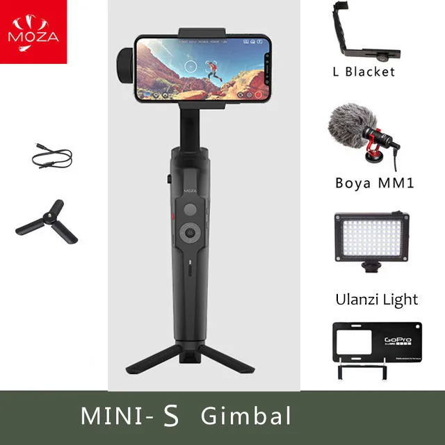 whole set MOZA MINI S 3-осевой портативный монопод с шарнирным замком для смартфона Go Профессиональный стабилизатор для iPhone X 8 Gopro Hero 7 5 экшн-камеры PK DJI Osmo карман - Цвет: whole set