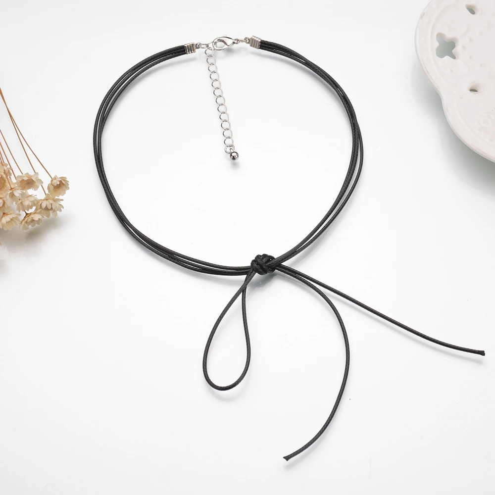 GEREIT Ретро этническое ювелирное изделие ручной работы Черное Кожаное колье