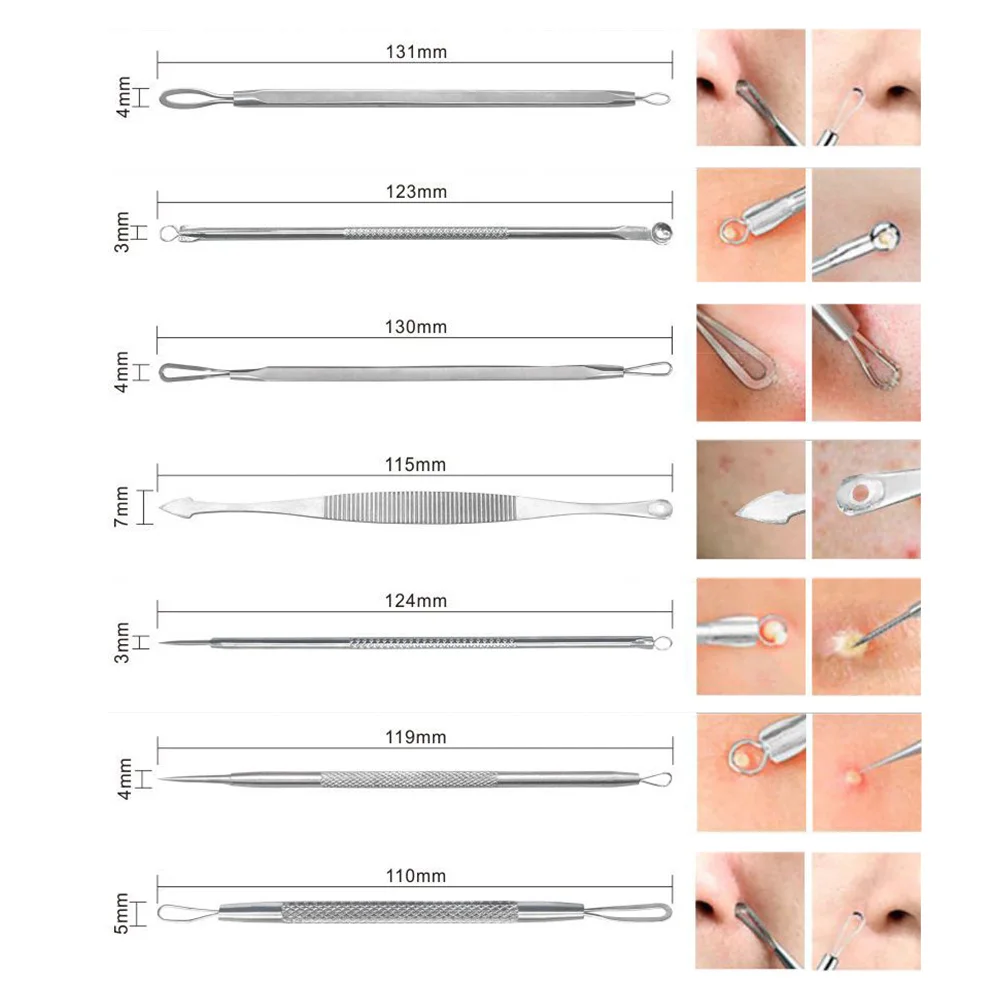 Хит 7 шт./компл. инструмент для удаления угрей прыщей из нержавеющей стали
