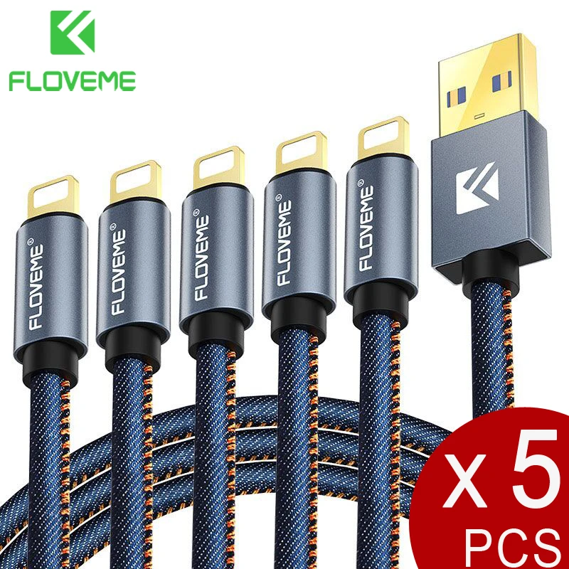 FLOVEME для iphone Xs Max USB кабель для iphone 8, 6, 7, 5 В/2,1 а Быстрая зарядка 0,3 м 1 м 2 м USB кабель для iphone Кабо 5 шт./лот