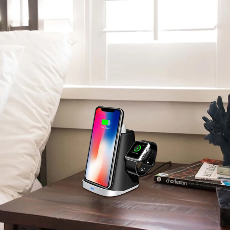 10 Вт Беспроводное зарядное устройство подставка для iPhone Apple Watch Airpods Быстрое беспроводное зарядное устройство для iWatch 1 2 3