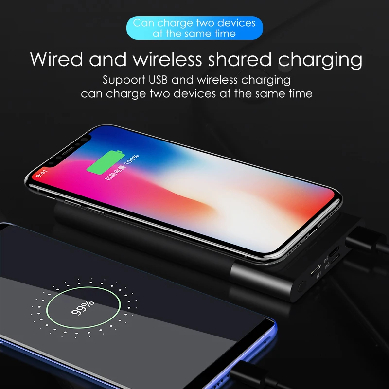 VVKing 10000 мАч Qi Беспроводное зарядное устройство для iPhone XS X 8 Huawei Samsung внешняя