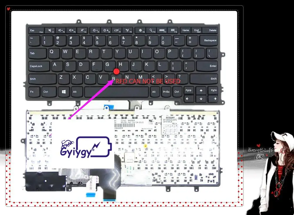 Ноутбук клавиатура для ноутбука lenovo, IBM X240 X230S X240S X250 X260 X270 oem красный не может быть использован