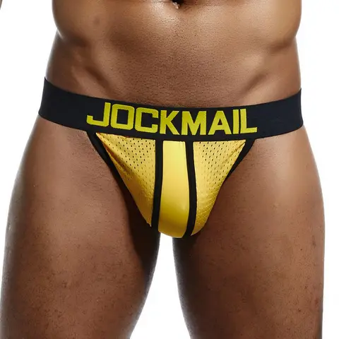 Джоки JOCKMAIL мужские сетчатые, пикантное нижнее белье для геев, с мешочком для пениса, Трусы-танга с эффектом пуш-ап