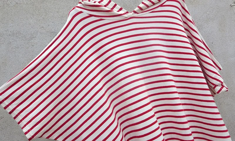 

2019 new summer women dress fashion casual Short sleeves stripes dress loose hooded women t-shirt female plus sizes dresses