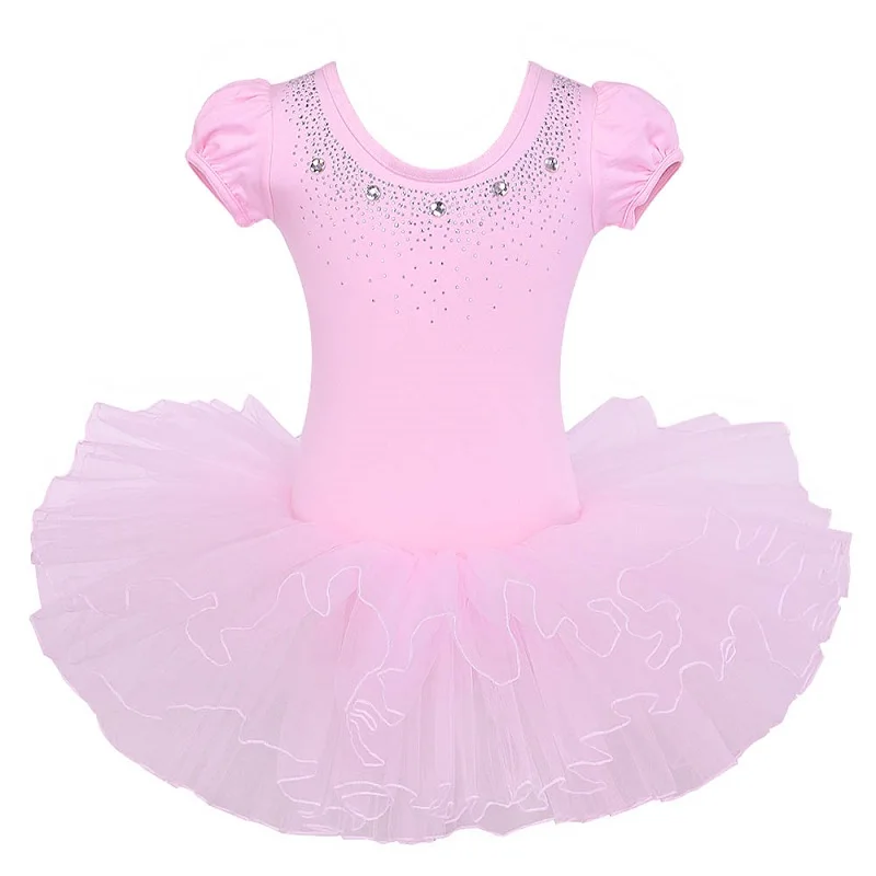 B093 pink BAOHULU/детское балетное платье с коротким рукавом, жемчужный цветочный танцевальный Купальник для девочек, Костюм Балерины, балетная пачка, детская одежда для девочек - Цвет: B093 pink