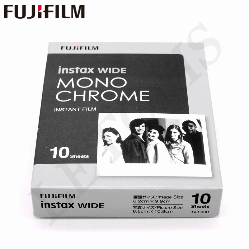 Оригинальная широкая монохромная пленка Fujifilm Instax белая 10 листов для камеры Fuji