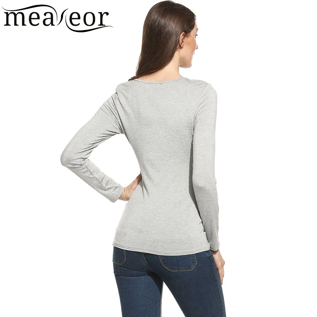 Meaneor женская футболка Новая мода весна осень тройник топы с длинным рукавом