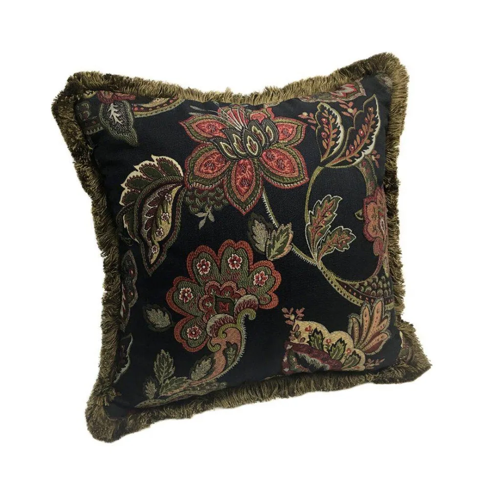 Роскошный Черный винтажный жаккардовый Чехол на подушку с узором пейсли Декор