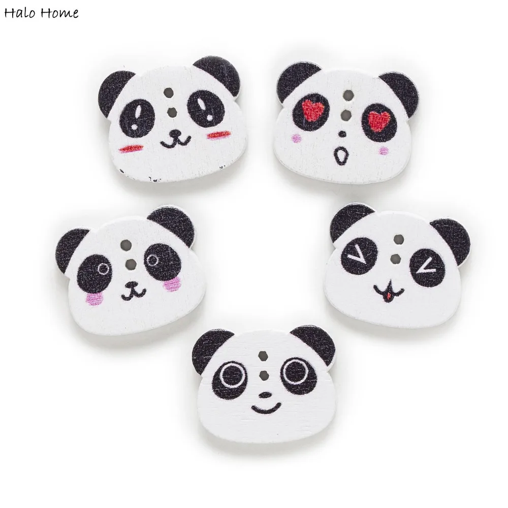 

30pcs Panda Wood Buttons for Sewing Scrapbooking Clothing Headwear Handmade Crafts Home Decor Accessories DIY 22x18mm