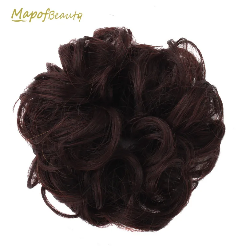 MapofBeauty термостойкий эластичный шиньон кудрявый пучок коричневый черный цвет натуральный шиньон синтетические волосы для наращивания