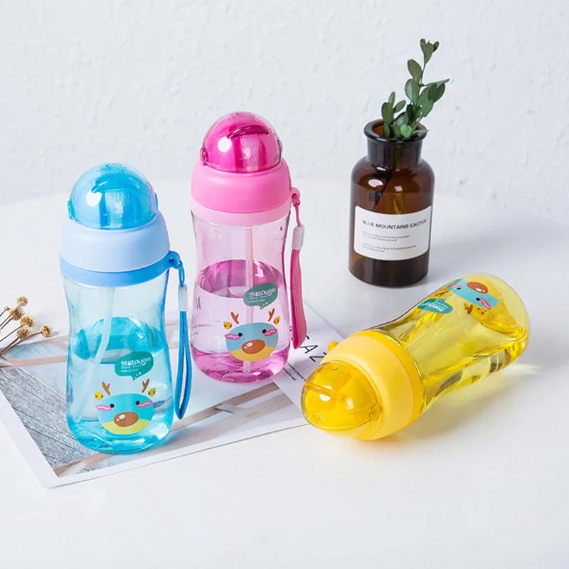 450 мл детская бутылка для воды BPA бесплатно Портативный тритановый пластиковый спортивный шейкер бутылки с соломинками для школы дети ребенок