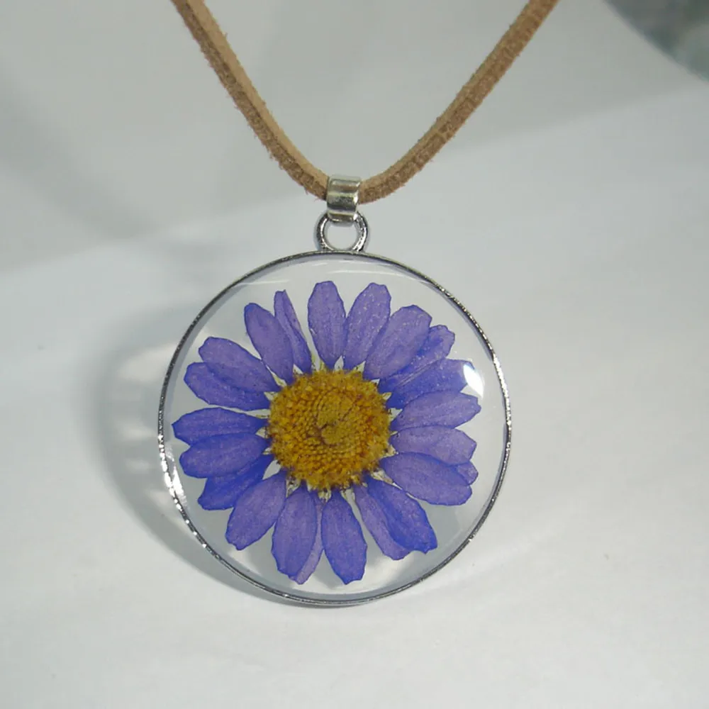 Resin Dried Flower Pendant Necklace For Women Natural Short Accessories | Pendants