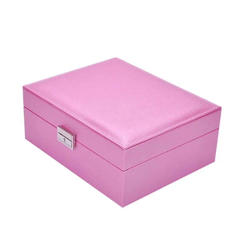 ROSE RED Новинка, 23*9*18,5 см, двойной слой, портативный чехол для ювелирных изделий, кожаная коробка для украшений, органайзер для принцессы, подарок на день рождения - Цвет: ROSE RED