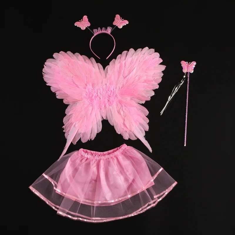 Children Butterfly Feather Wing Girls Princess Fairy Angel Skirt Magic Wands Show Cosplay Costume Props Party Dress Decor|Украшения