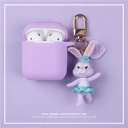 purple Медведь Даффи декоративный силикон чехол для Apple Airpods чехол Аксессуары Защитный чехол Bluetooth наушники чехол Брелок Подарки - Цвет: purple