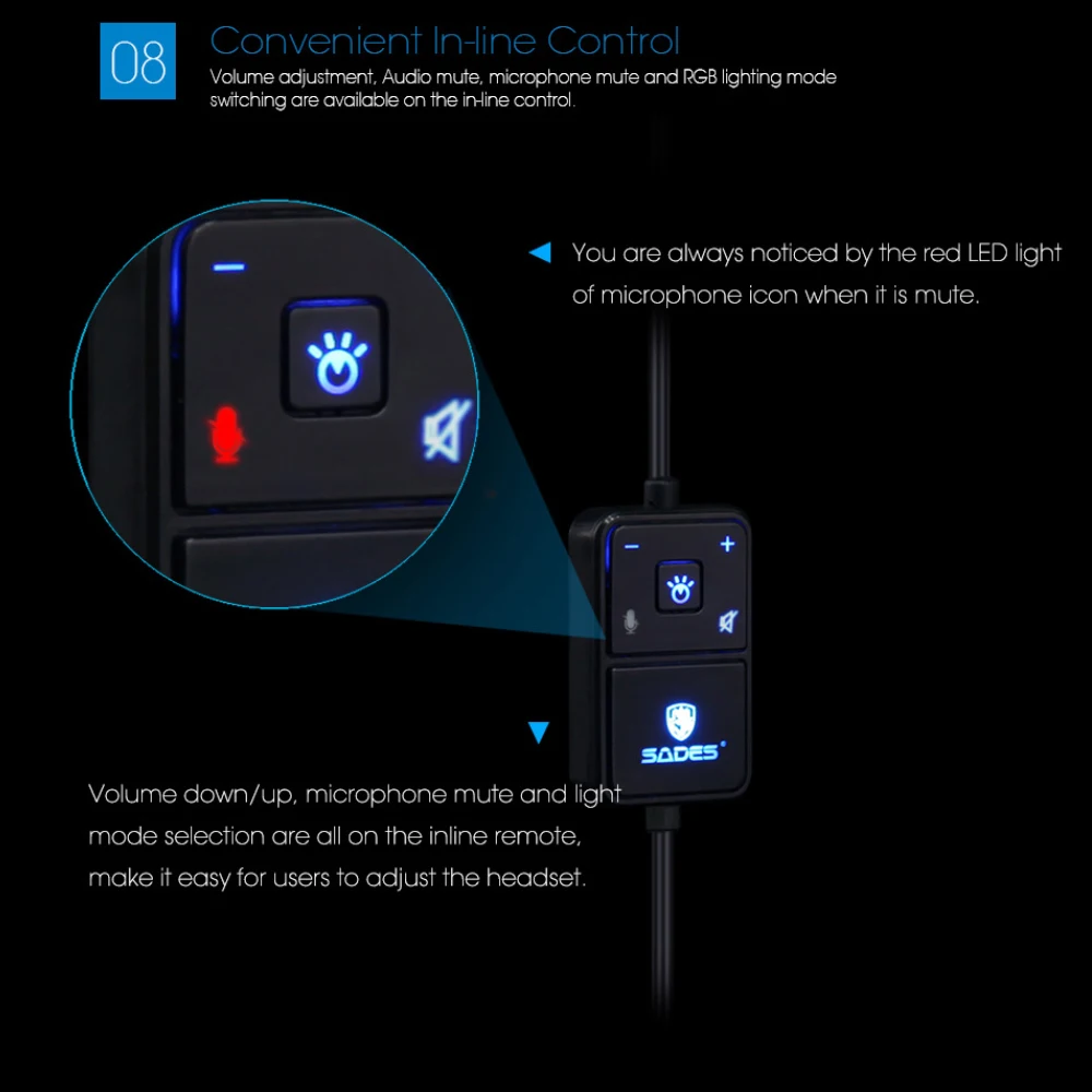 SADES Diablo Realtek игровая гарнитура наушники объемный звук USB громкость RGB